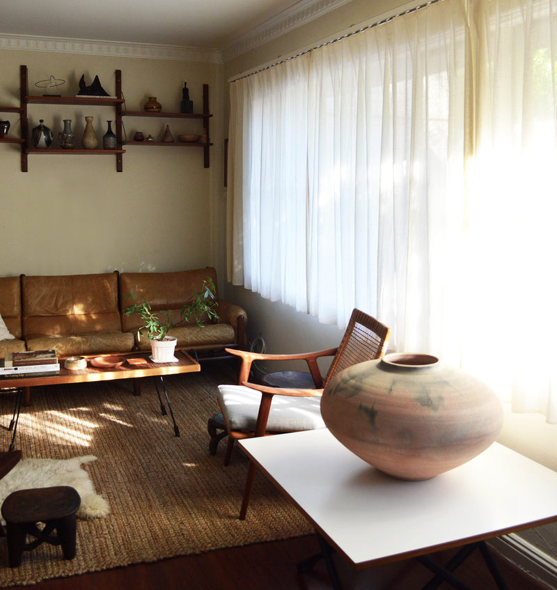 Mid Century Modern living room Arne Norell, Fredrik Kayser, and American Studio Craft pieces