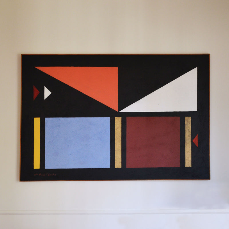 Vintage Abstract Geometric Painting "Hard Edged Chocolate No. 1" by William Buck Clarke