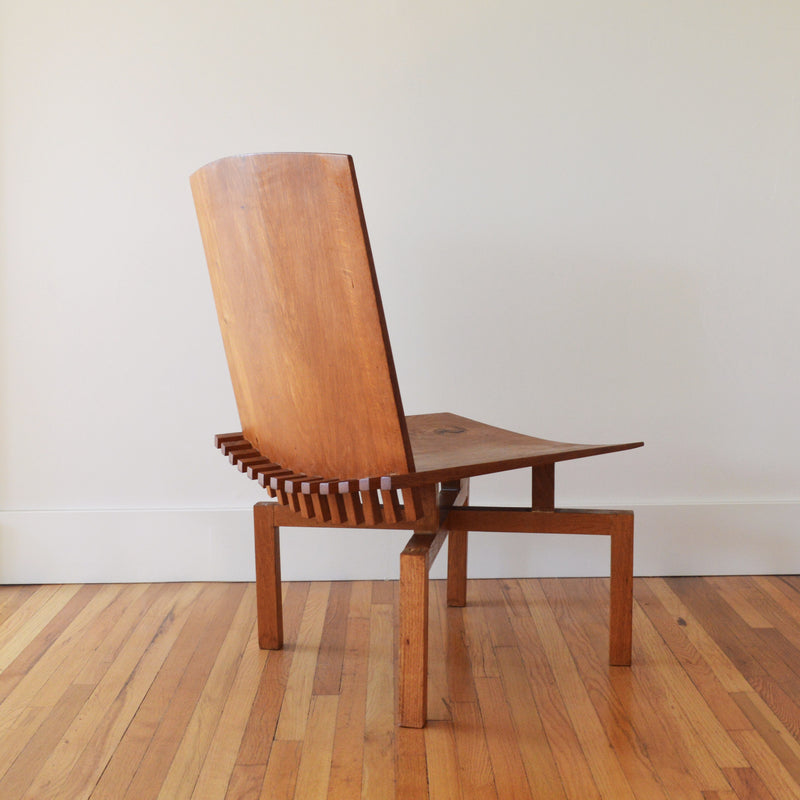 Studio Craft Solid Oak Lounge Chair by Berthold Schwaiger