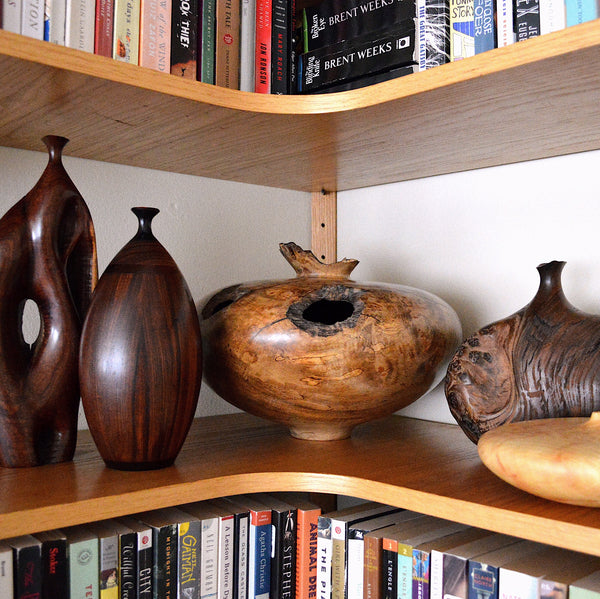 collection of studio crafted, hand turned wood vessels