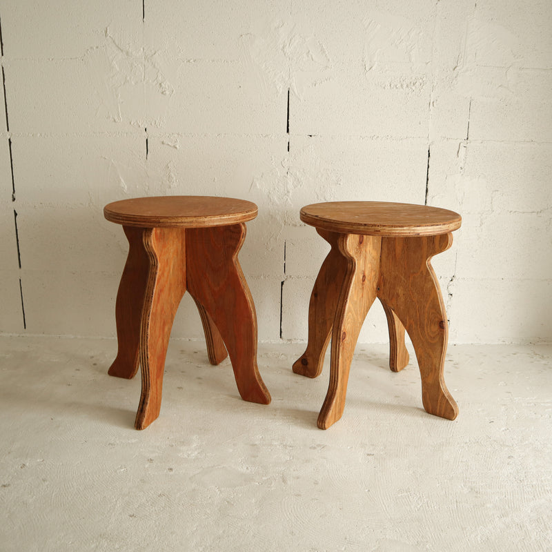 Pair of Vintage Plywood Free-form Stools