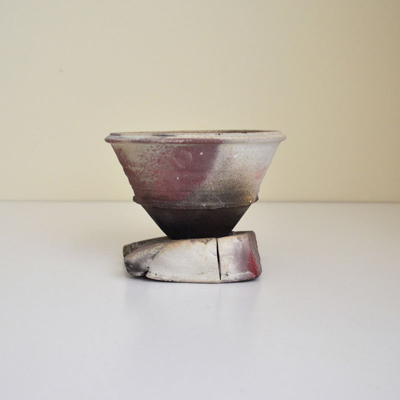 George Roby Maroon and Gray Balancing Bowl with Base