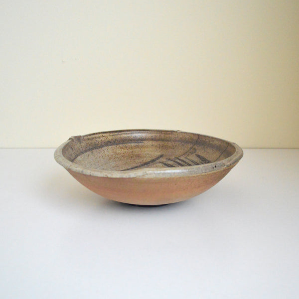 George Roby Beige and Muted Green Shallow Bowl