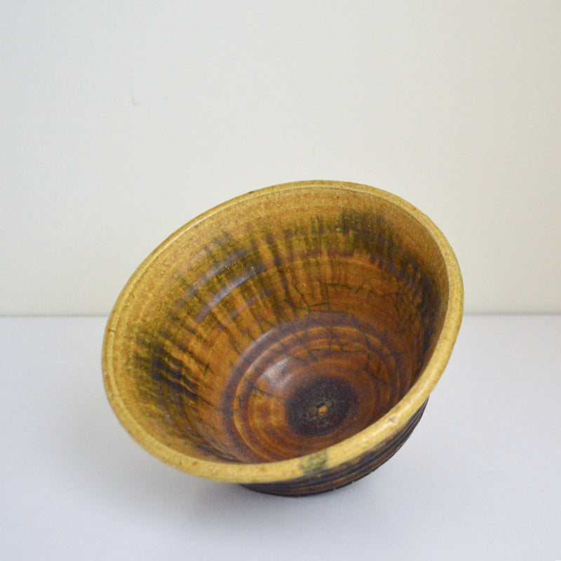 George Roby Mustard and Brown Ceramic Bowl