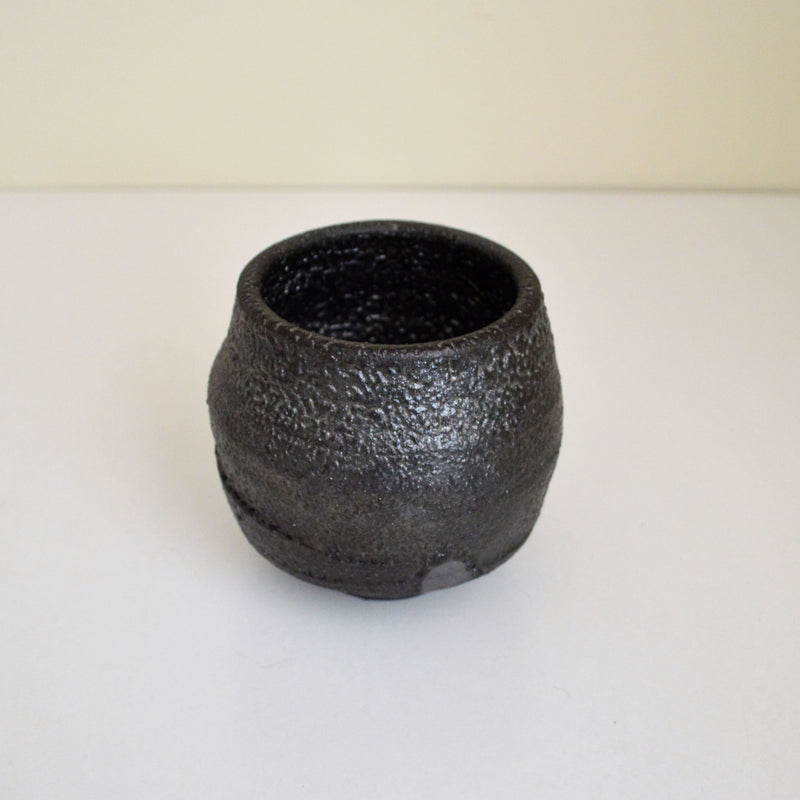 George Roby Textured Black Raku Pottery Vase