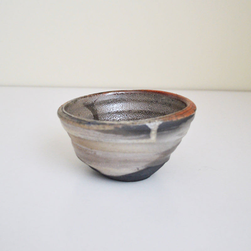 George Roby Handcrafted Grey and Rust Raku Bowl