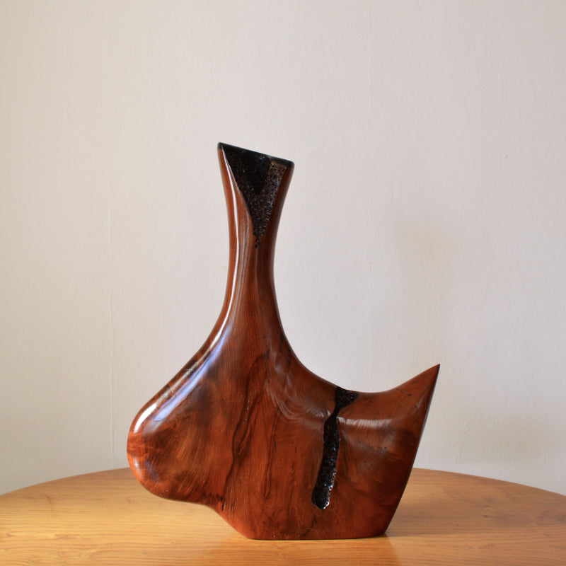 Monumental Vintage Hand Carved Sculptural Bud Vase