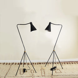 1950's French Grasshopper Style Tripod Floor Lamp