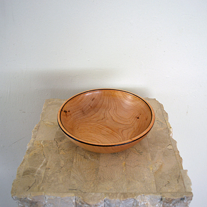 Vintage maple wood turned bowl by Joe Wells inside view
