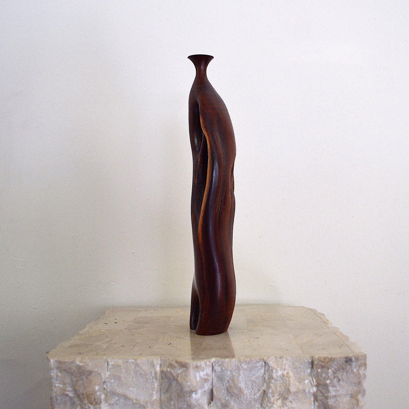 Handcrafted Tornillo wood vessel by Bob Womack side view