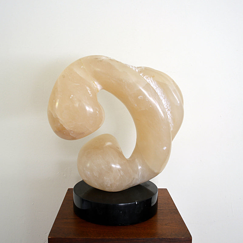 "Untitled" alabaster abstract sculpture by Edward Meyrowitz side view