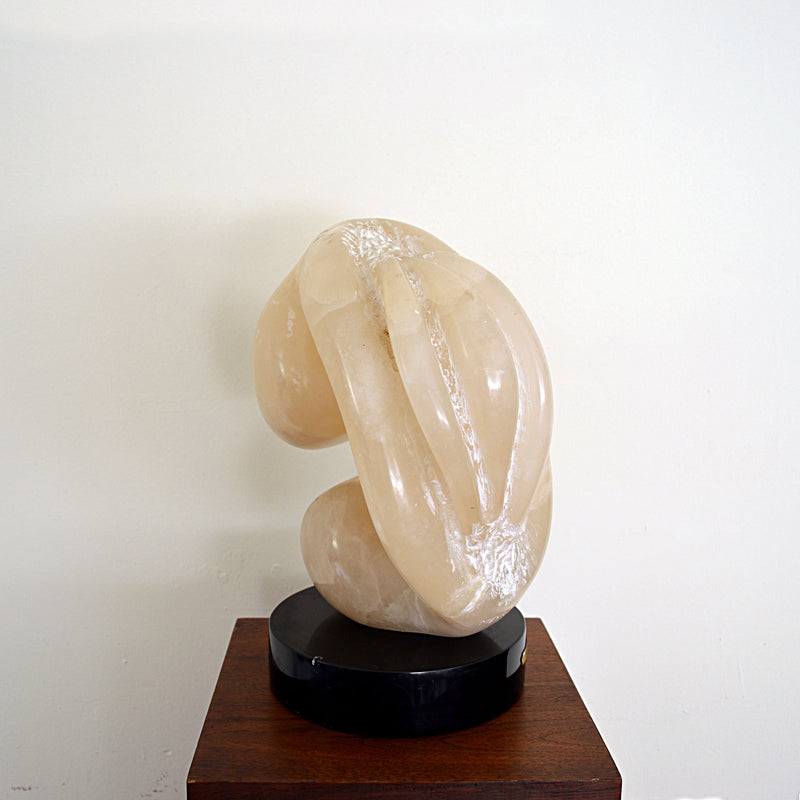 "Untitled" alabaster abstract sculpture by Edward Meyrowitz back view