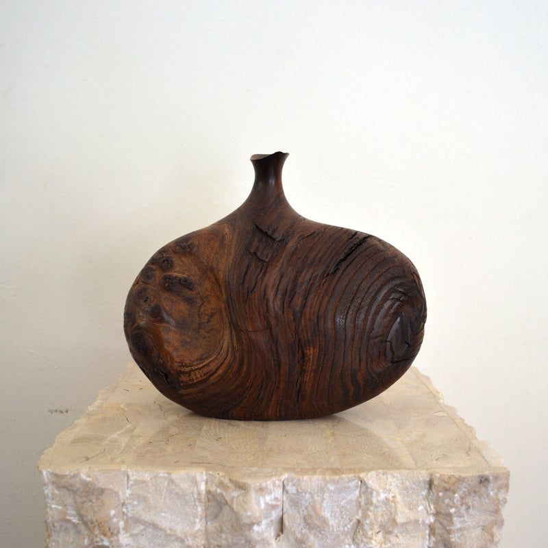 Black walnut burl wood bud vase by Bob Womack