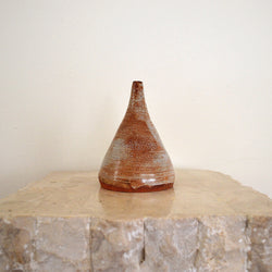 vintage cone shaped brown and grey bud vase