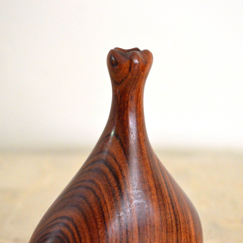 Cocobolo wood handmade mini bud vase close up of spout
