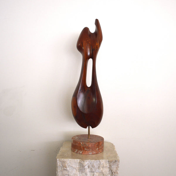 Hand carved bubinga wood abstract sculpture by Dennis Stewart
