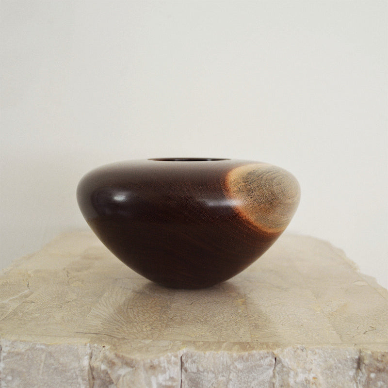 Hand turned fustic wood vessel by Dennis Stewart