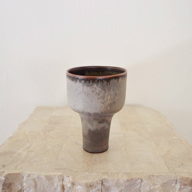 vintage minimalist Scandinavian ceramic bud vase side view