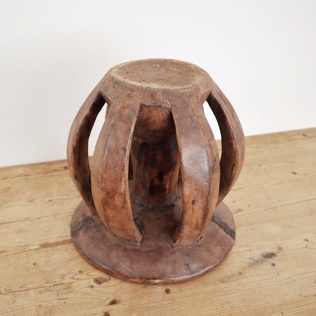 vintage wood African Baga Chief stool bottom view