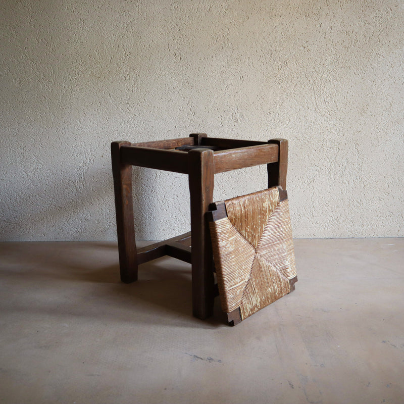 French Rush and Oak Stool