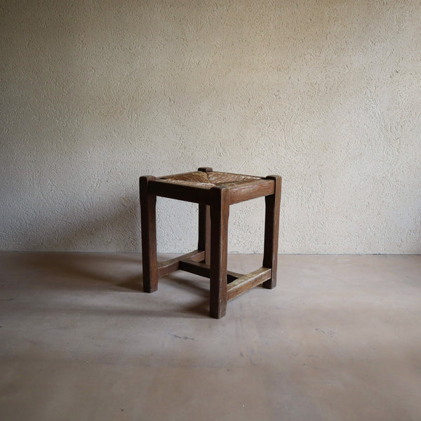 French Rush and Oak Stool