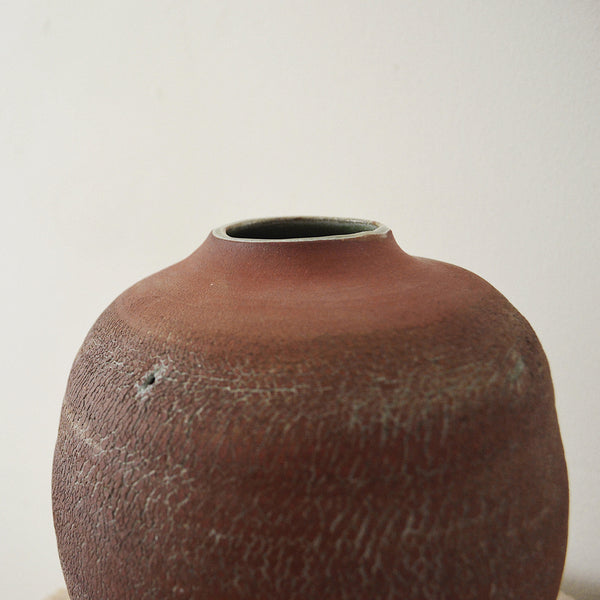 Vintage Maroon Japanese Seizan Clay Pottery Vase