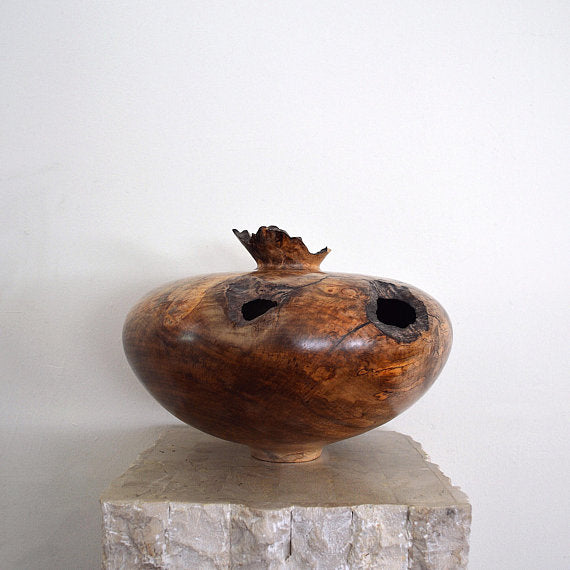 monumental spalted myrtle burl wood vessel by dennis stewart