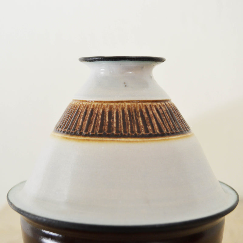 close up view of Scandinavian vintage ceramic flower vase